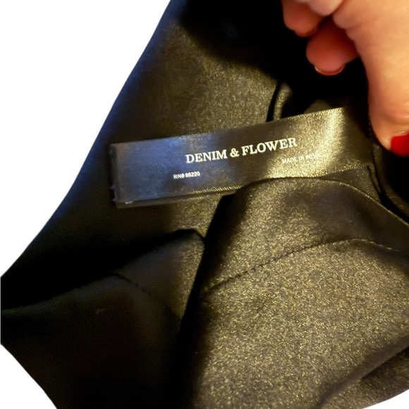 Denim & Flower Black Satin Button-Up Shirt – Size m - Picture 3 of 5